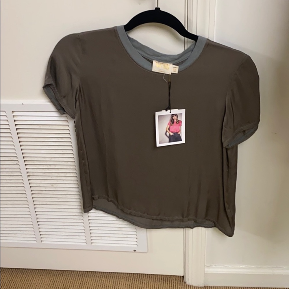 Nation LTD Marie sateen boxy crop battalion